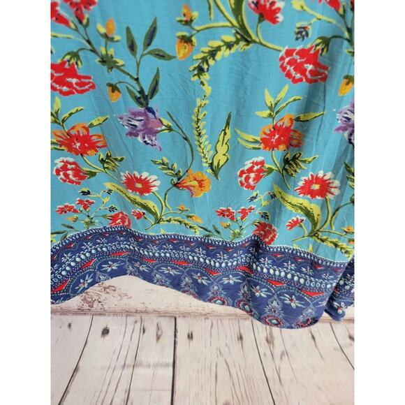 Angie Dress Womens SZ Large Blue Floral Ruffle Colorful Summer Sleeveless - Picture 15 of 16